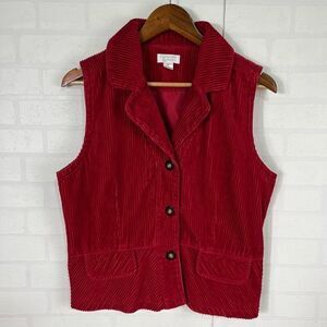 Christopher and Banks Womens Corduroy Vest Size M Red
